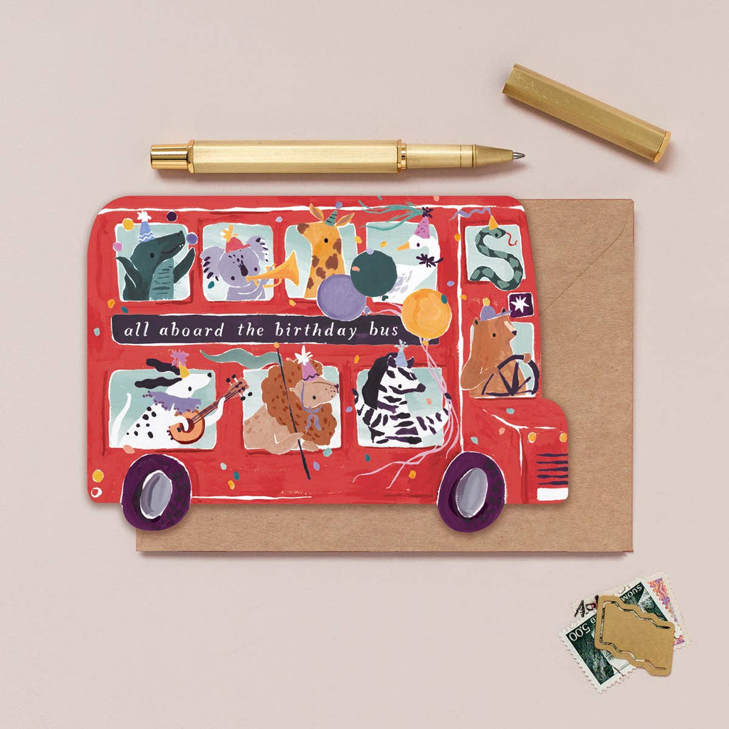 PARTY BUS BIRTHDAY CARD