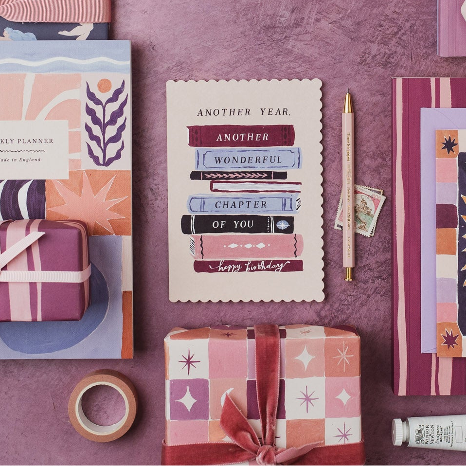 ANOTHER YEAR ANOTHER CHAPTER BOOK BIRTHDAY CARD