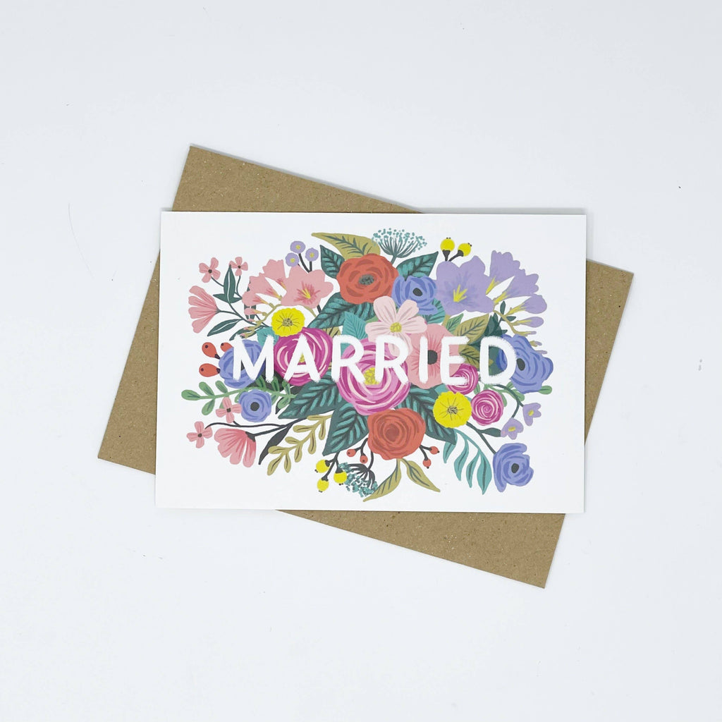 MARRIED FLORAL WEDDING CARD