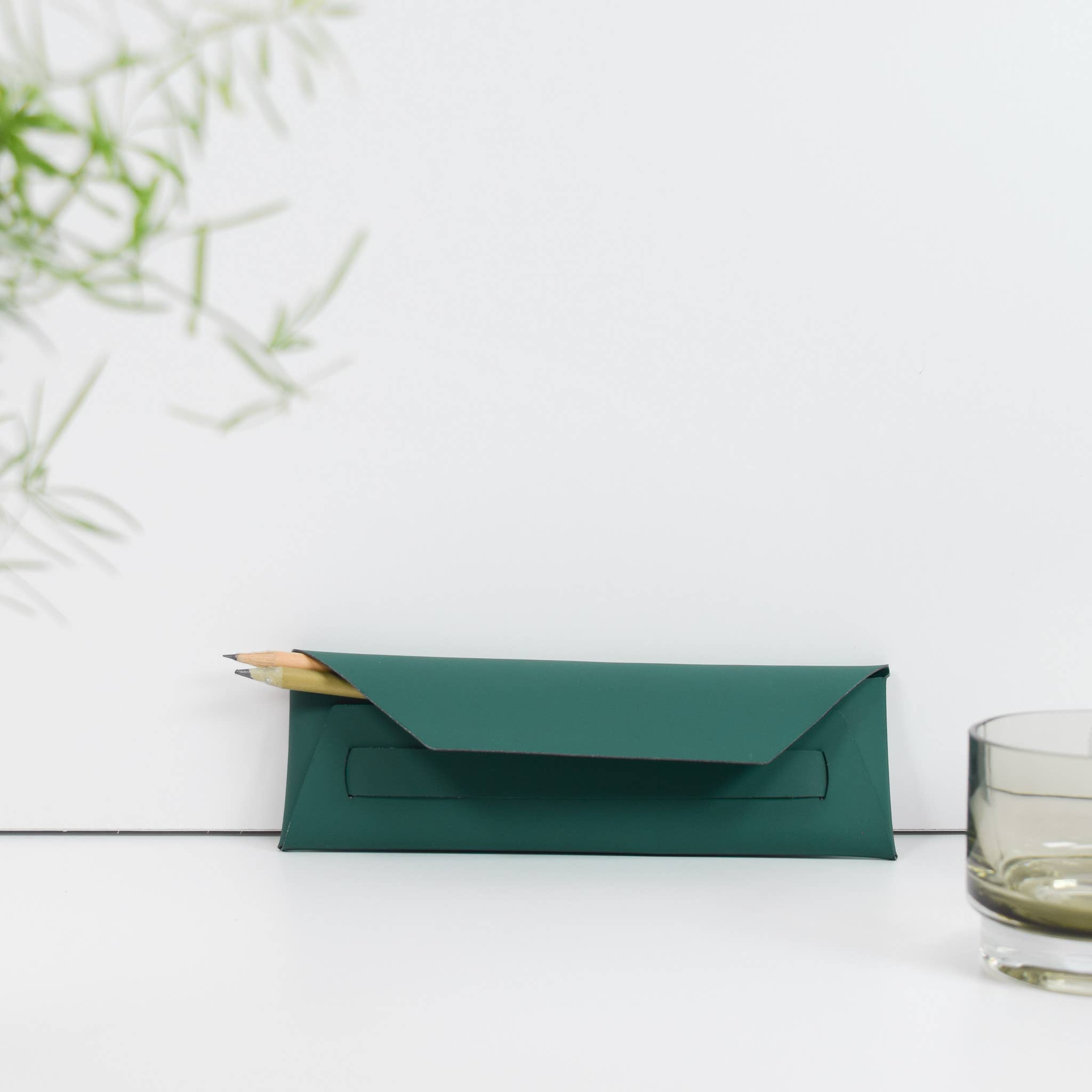 Pen/Pencil Pouch Recycled Leather | Emerald Green