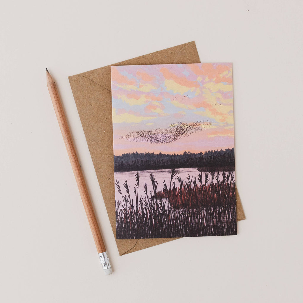 LANDSCAPE STARLING MURMURATION CARD