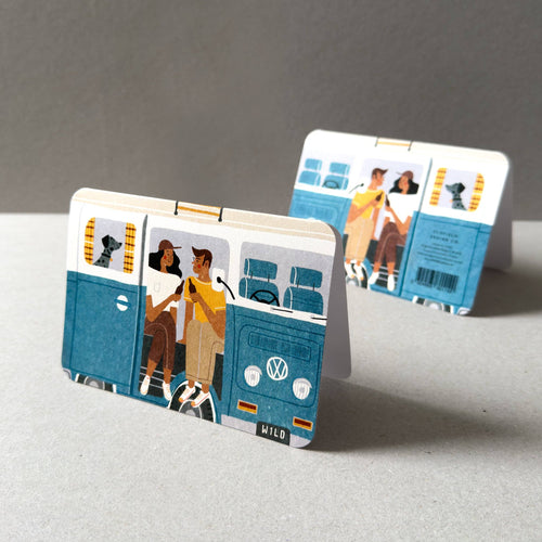 Campervan No.3 Greetings Card (Blue)