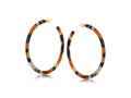 OVERSIZED RESIN HOOP EARRING, ORANGE/BLACK