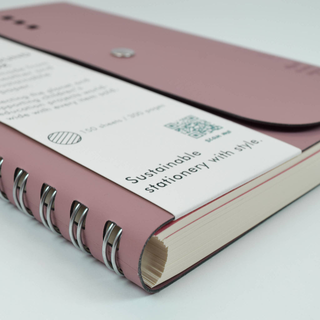 A5 recycled leather wire-bound folio - EDIT powder pink