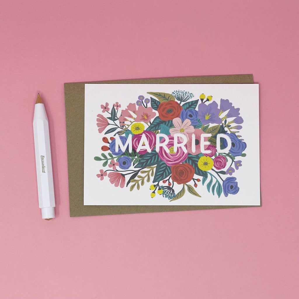 MARRIED FLORAL WEDDING CARD