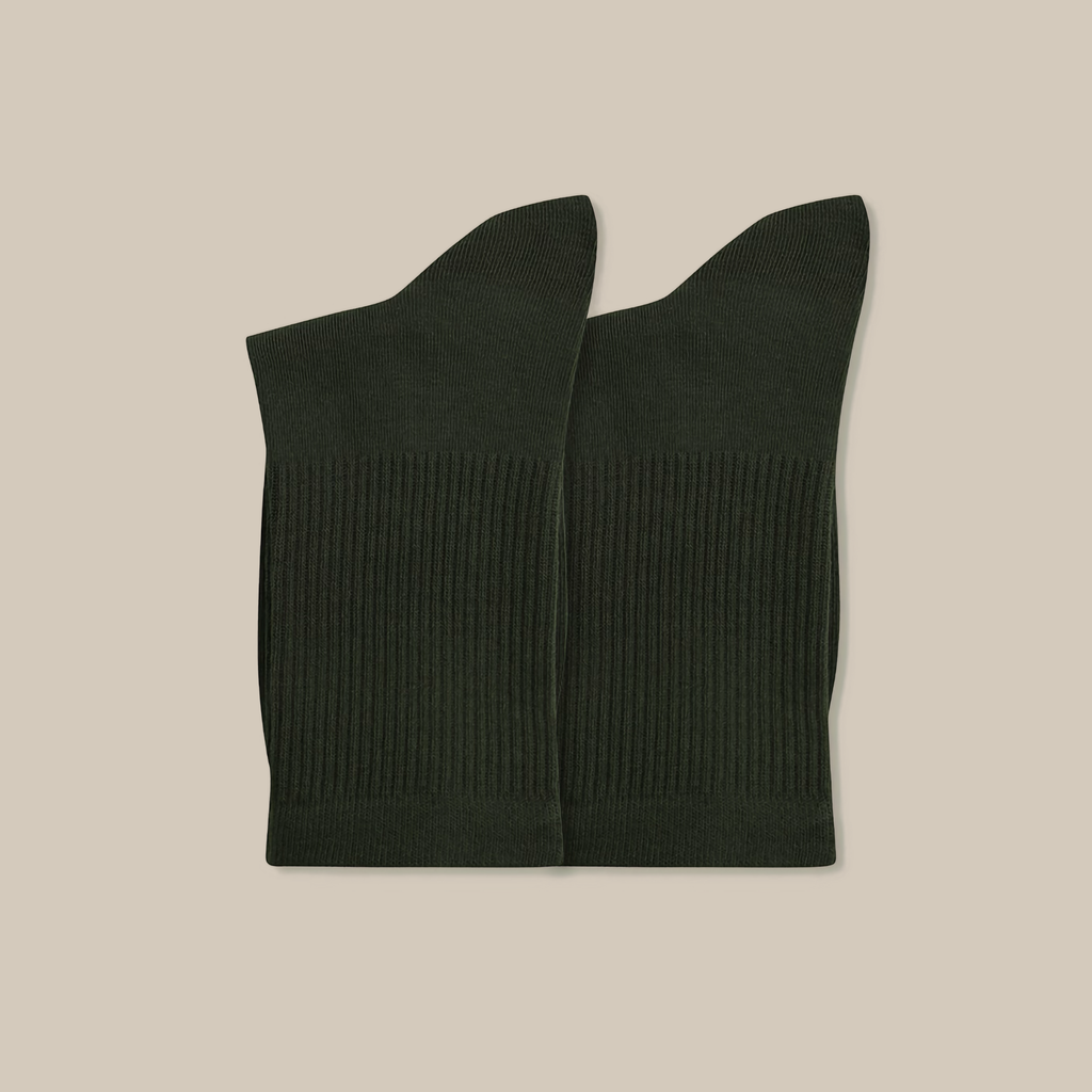COTTON CREW SOCKS, GREEN
