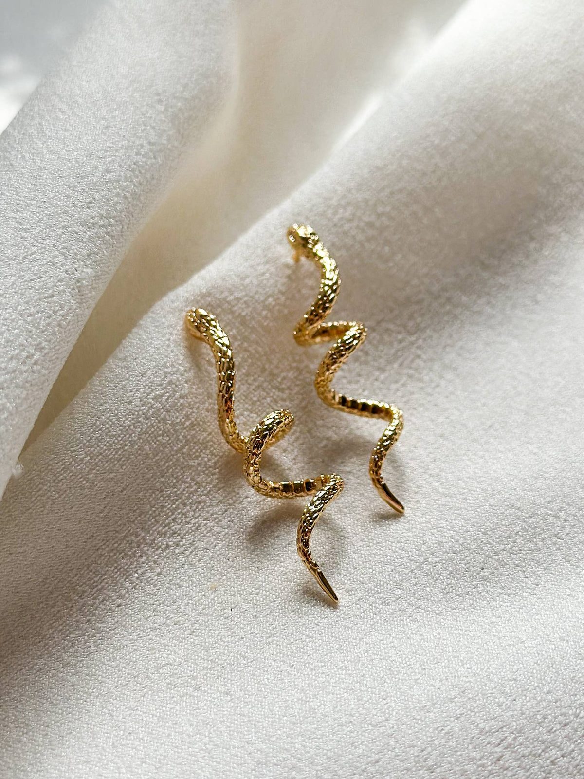 Gold Snake Dangle Earrings