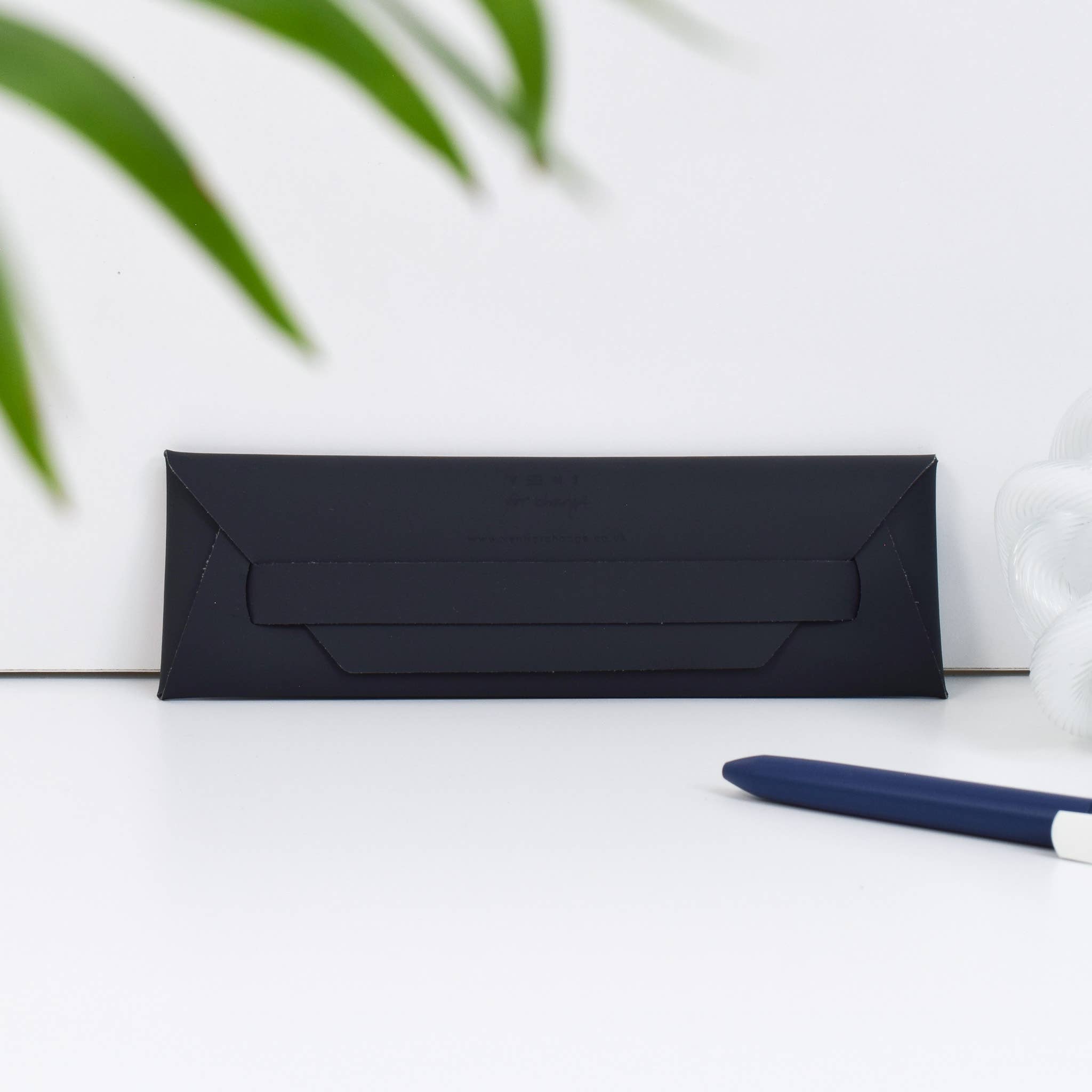 Recycled Leather Pen & Pencil Pouch | Black