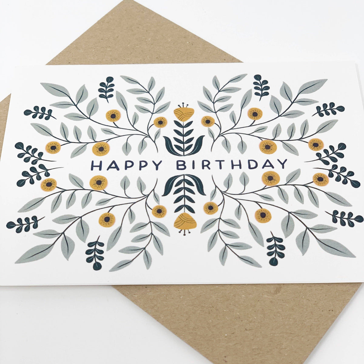 Floral Happy Birthday Greetings Card