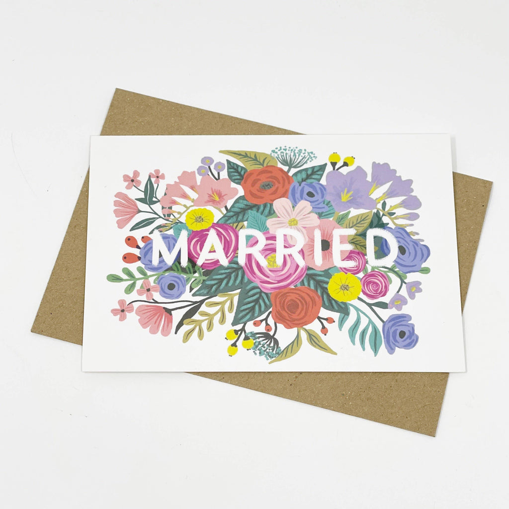 MARRIED FLORAL WEDDING CARD