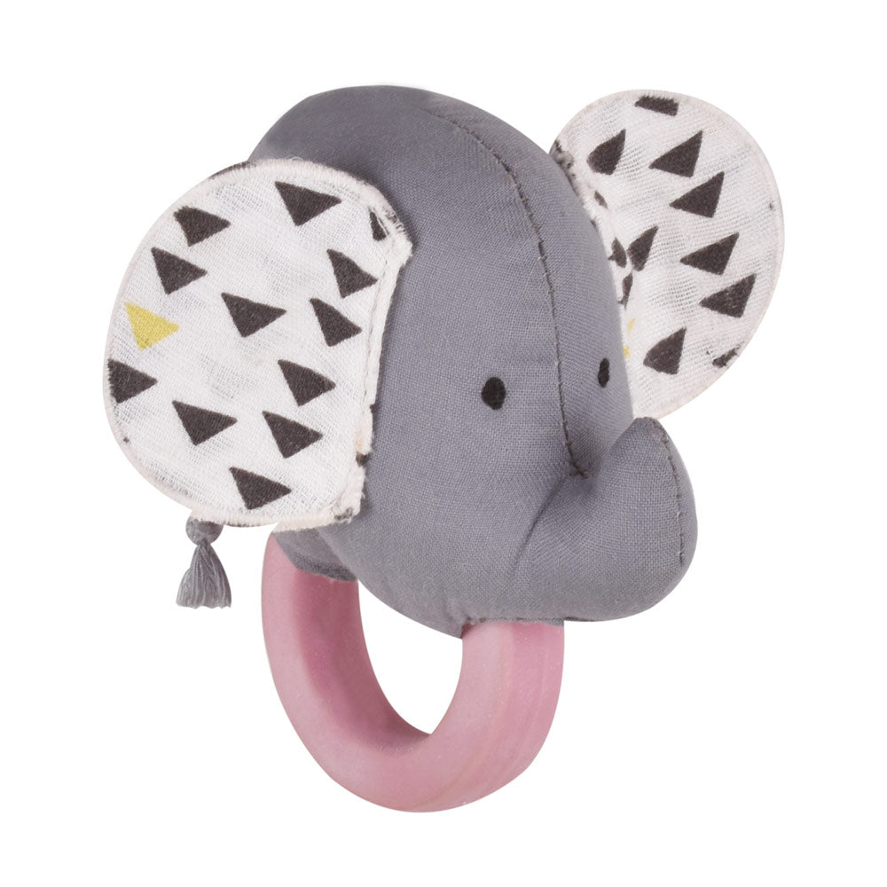 Tikiri Elephant Rattle with Natural Rubber Teether