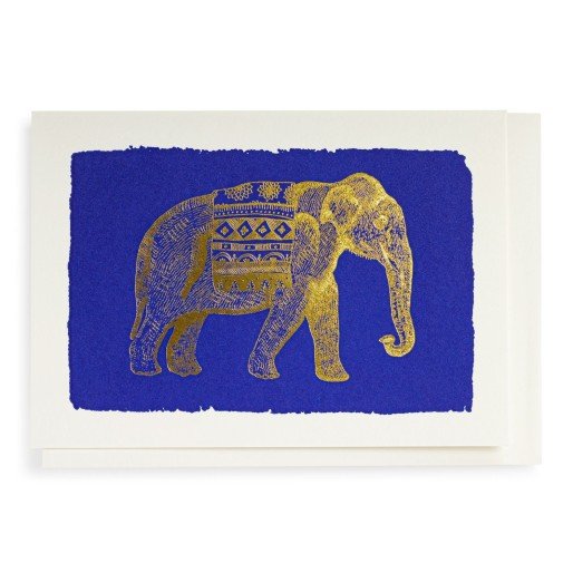 Blue Elephant Letterpress Card