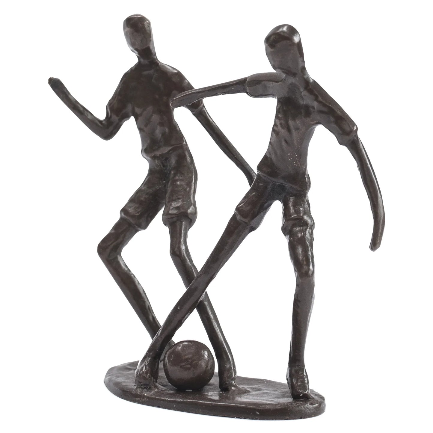 Two Footballers, Solid Bronze Sculpture