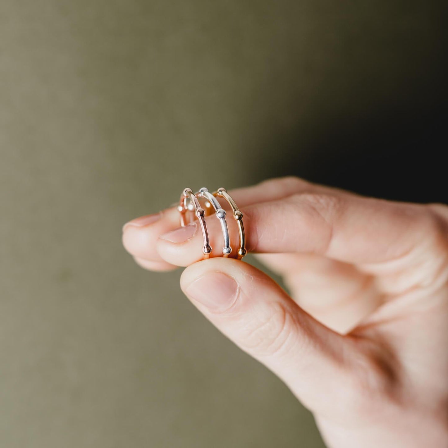 Beaded Ring, Silver, Size P