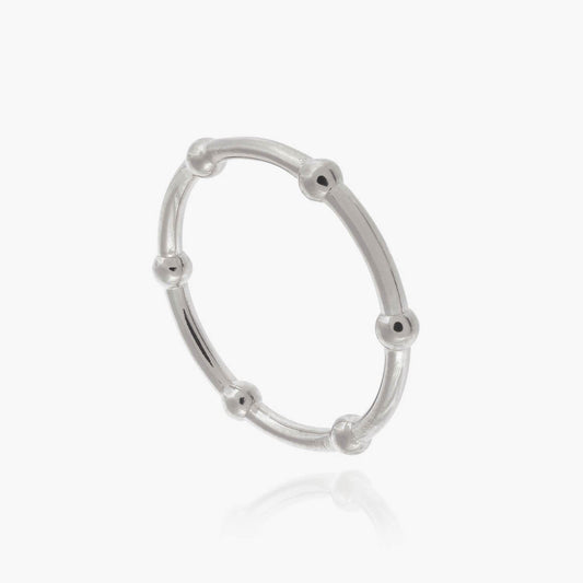 Beaded Ring, Silver, Size P