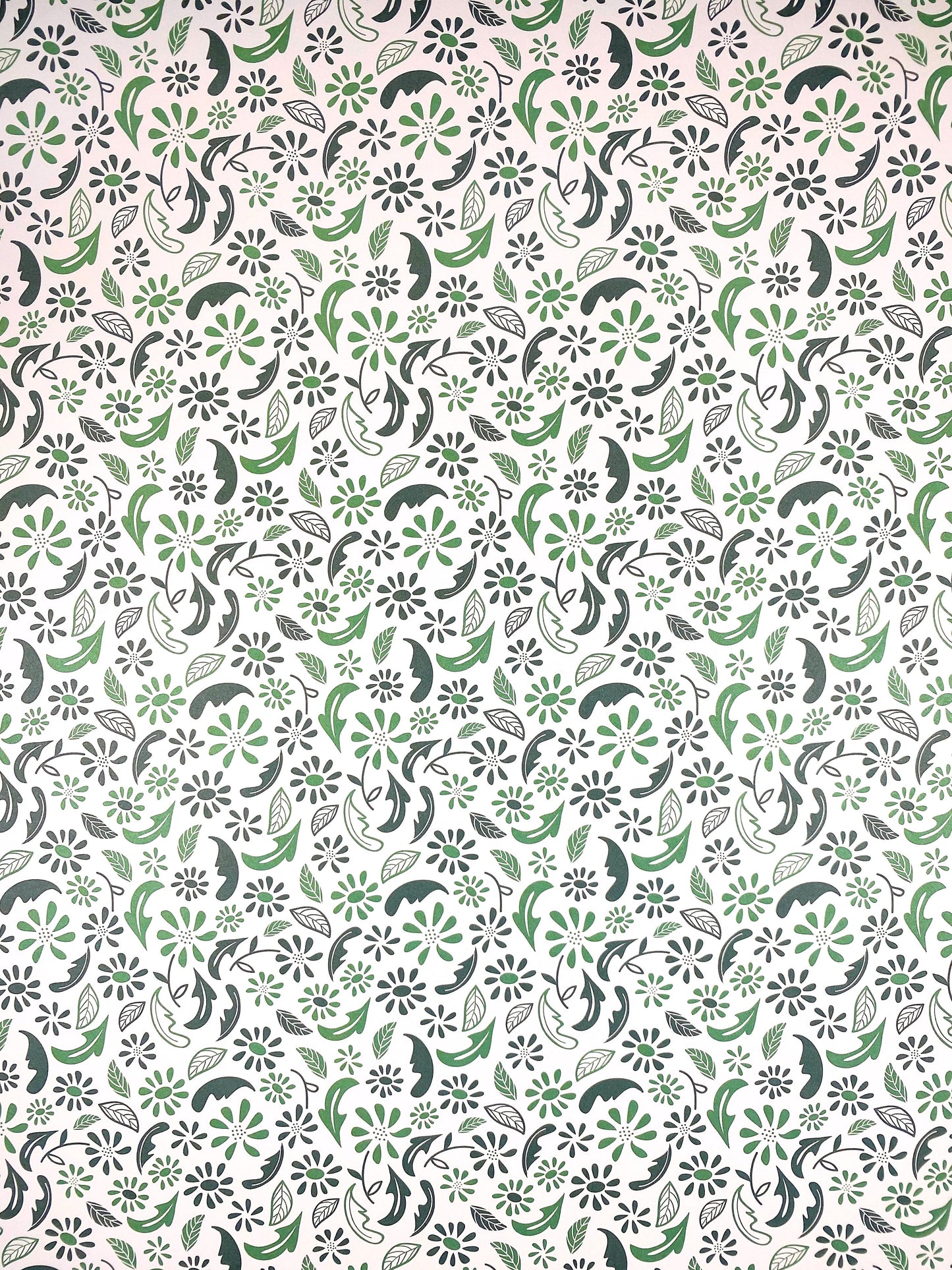 Wrapping Paper Sheet, Green Ditsy