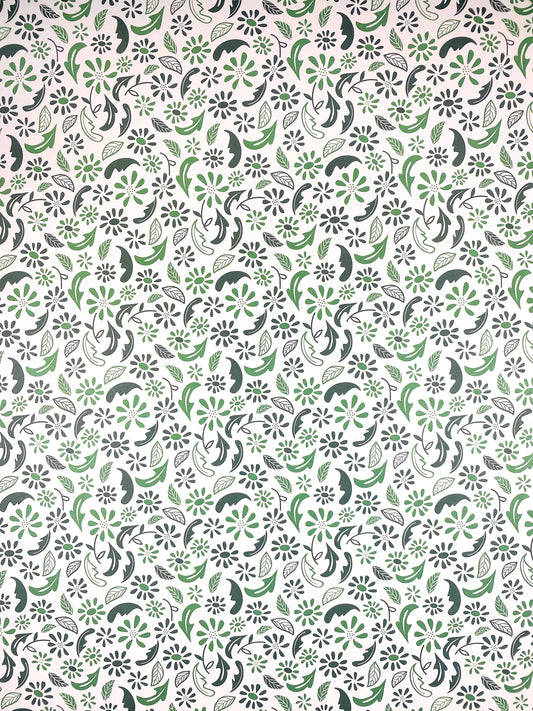 Wrapping Paper Sheet, Green Ditsy
