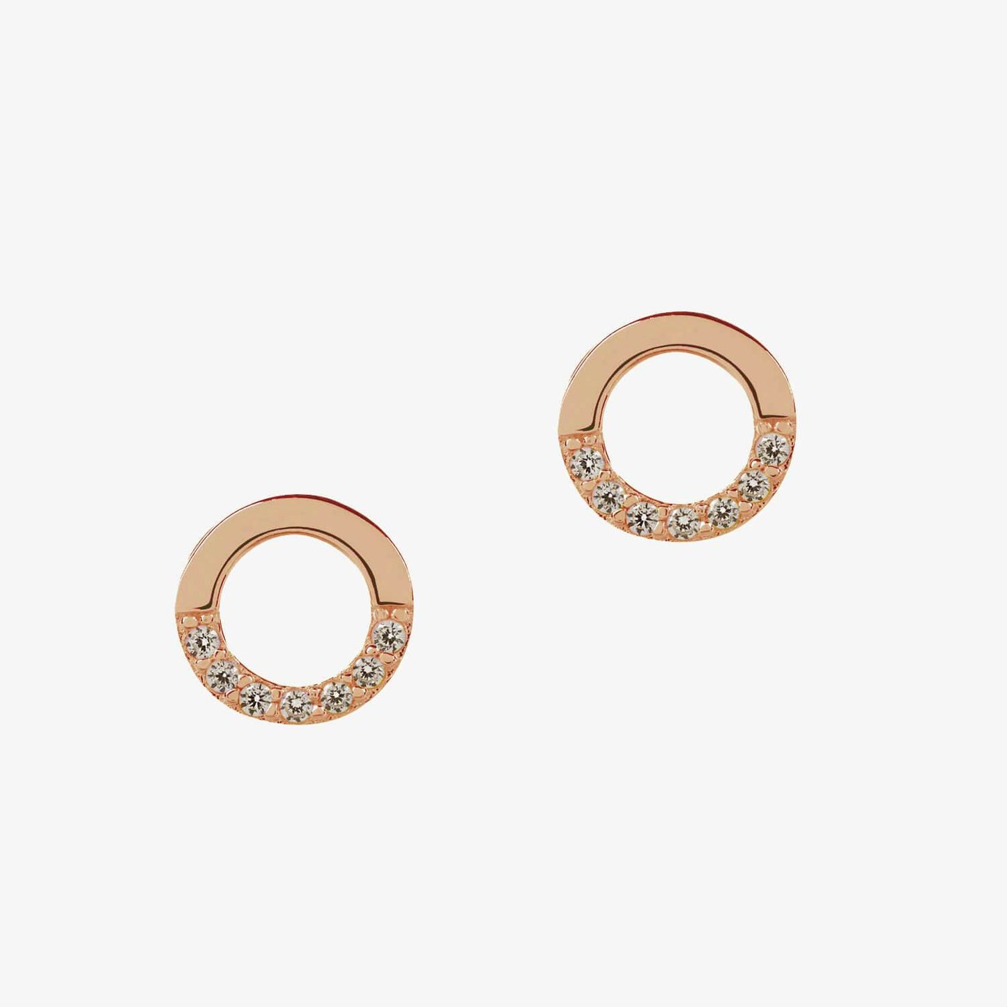 Semi-Set Studs, Rose Gold