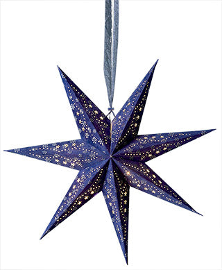 Blue Velvet Star With Glitter & LED's