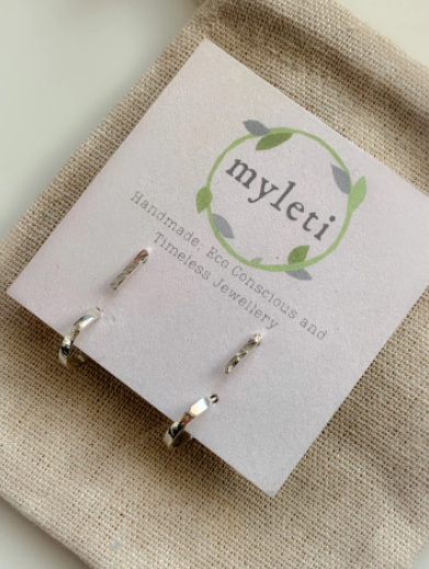 Myleti, Handmade Mini Hoop and Bar Stud Set Earrings, Silver