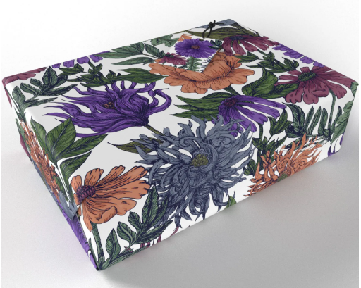 Wrapping Paper Sheet, Purple Floral