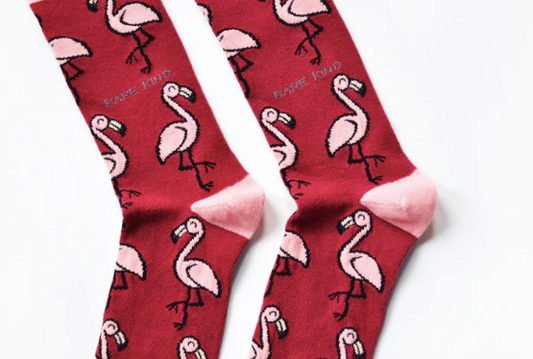 Save the Flamingos Bamboo Socks, Adult size UK 4-7