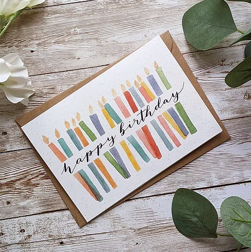 Happy Birthday Watercolour Candles Card