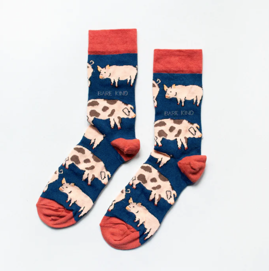 Save the Pigs Bamboo Socks, Adult size UK 7-11