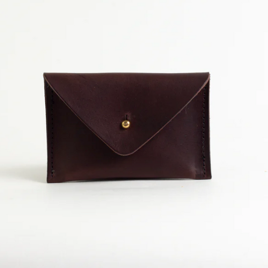 Handmade Leather Mini Envelope Purse, Dark Brown
