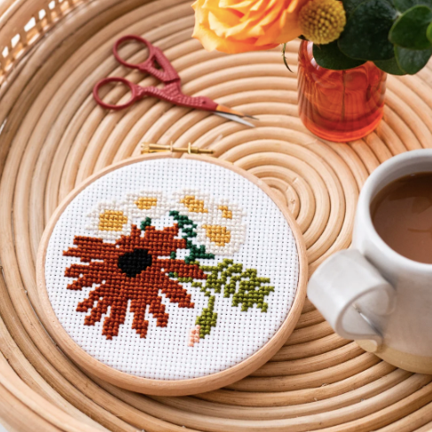 Cross Stitch Kit - Retro Daisies