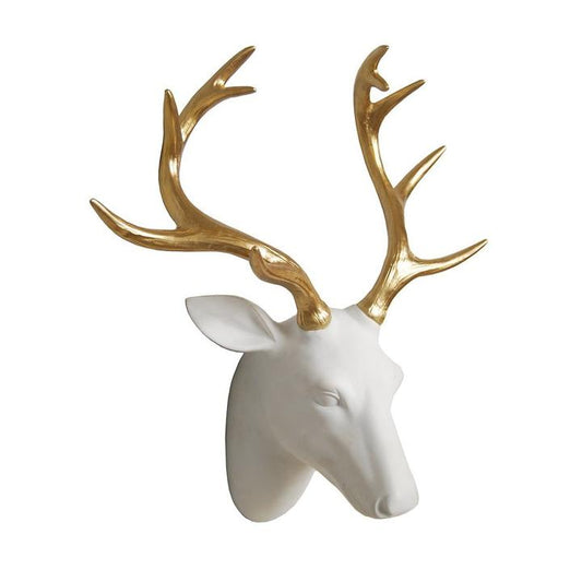 Stags Head, White and Gold