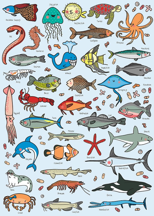 Wrapping Paper Sheet, Cavallini Fish