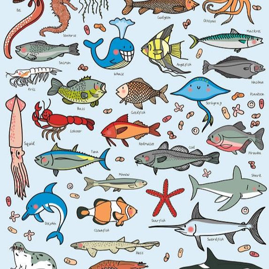 Wrapping Paper Sheet, Cavallini Fish