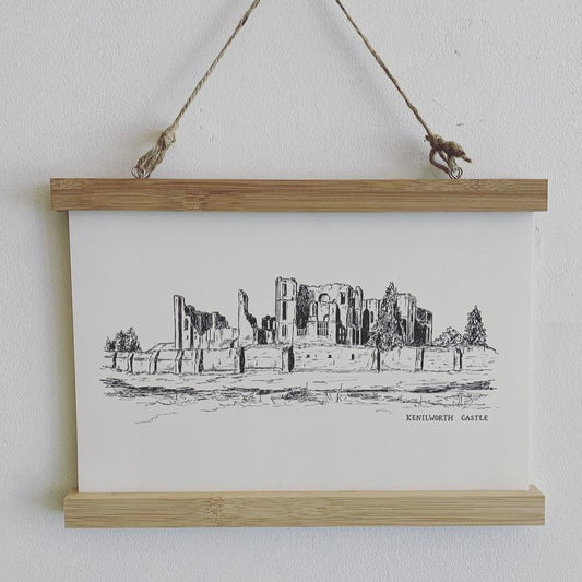 'Kenilworth Castle' Black Print, by House of Flourish