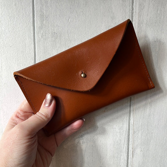 Handmade Leather Midi Envelope Purse, Tan