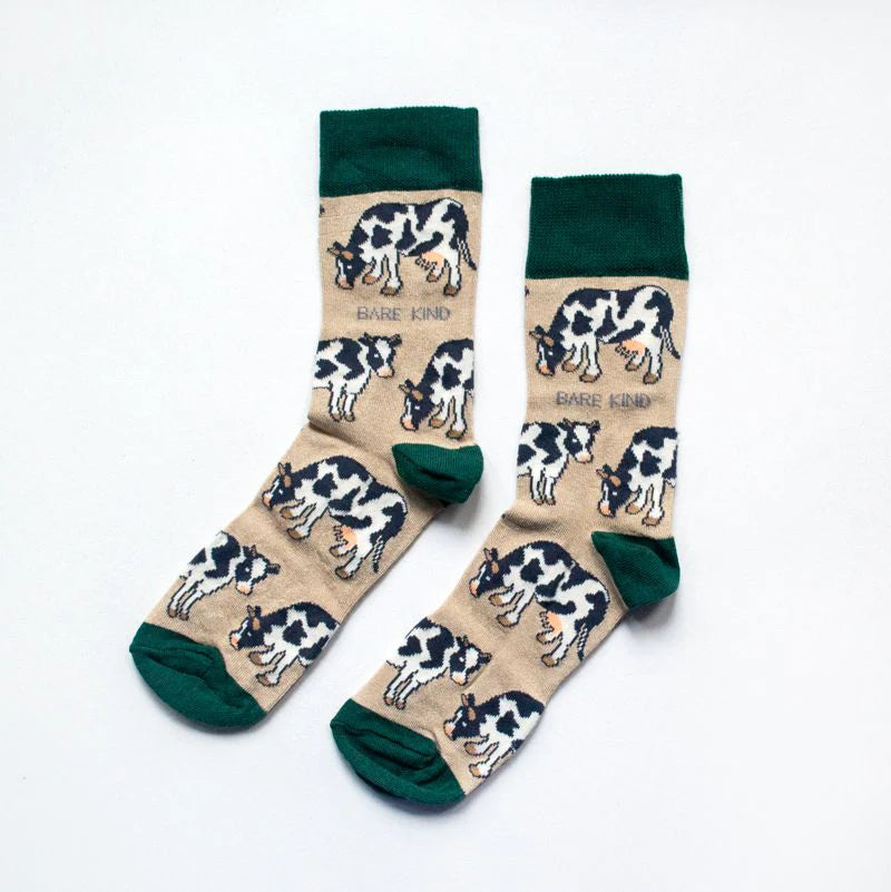 Save the cows Bamboo Socks, Adult size UK 7-11