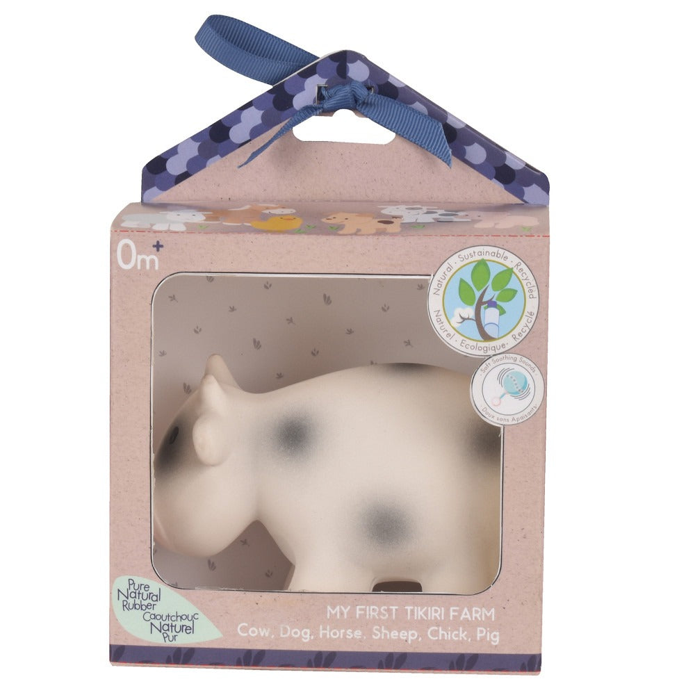 Gift Boxed Cow, Natural Rubber Rattle & Bath Toy