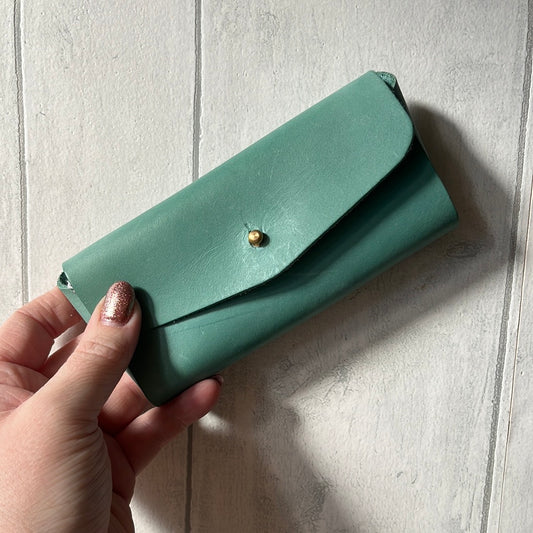 Handmade Leather Glasses Case, Turquoise