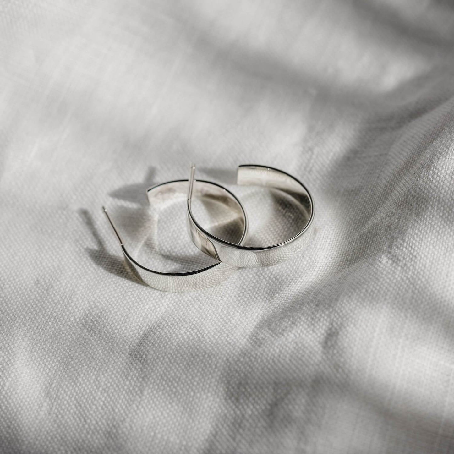 Medium Basic Hoops, Silver