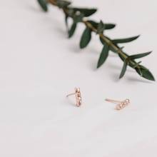 Meteorite Bar Earrings Small, Gold