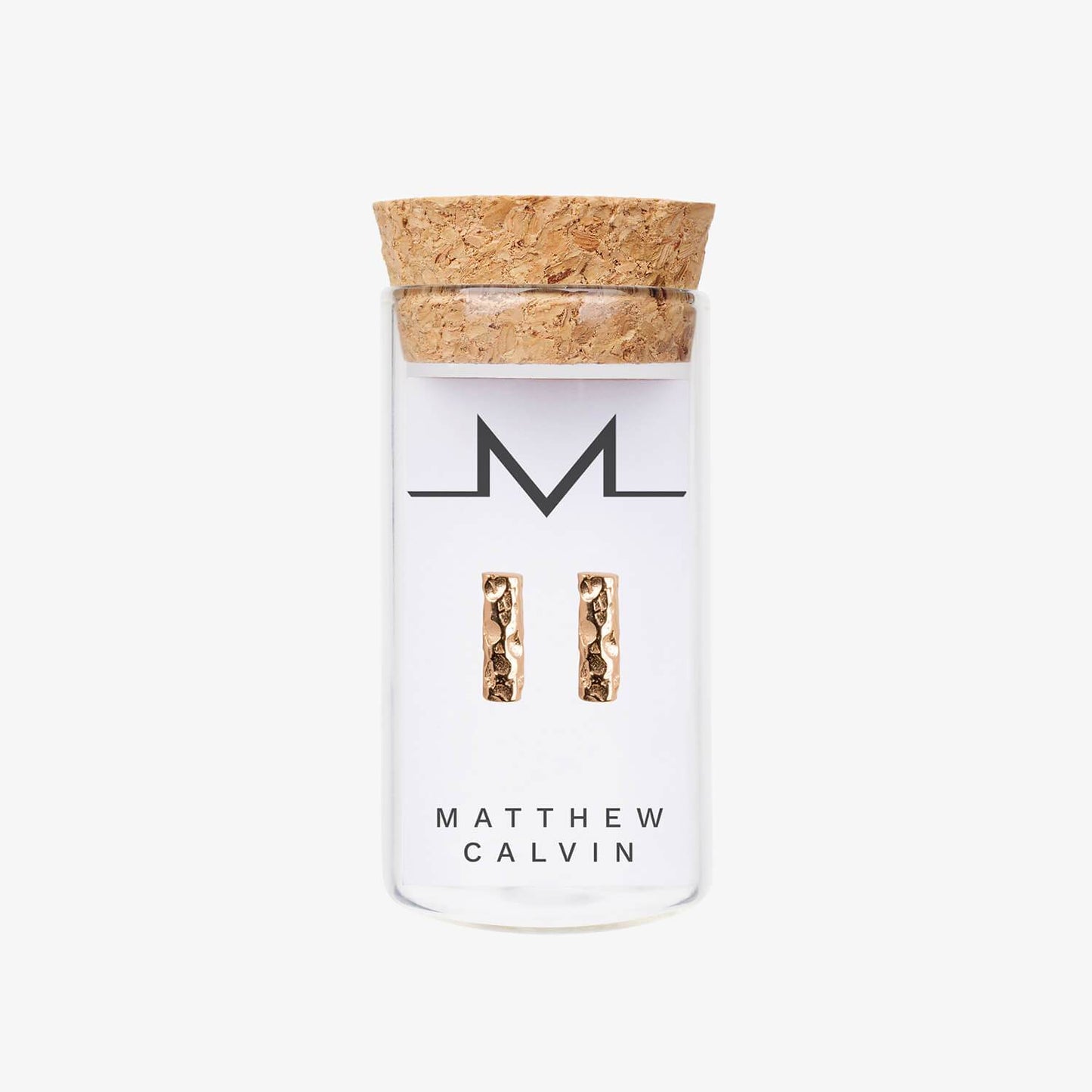 Meteorite Bar Earrings Small, Rose Gold