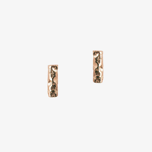 Meteorite Bar Earrings Small, Rose Gold